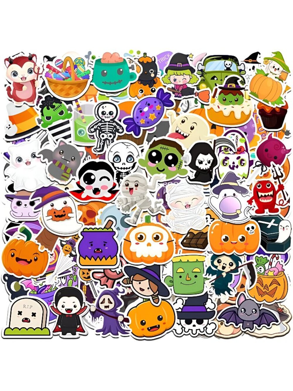 Halloween Party Favors, Halloween Stickers, 100 PCS Non Repeating Vinyl